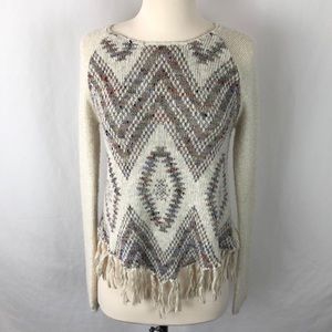 American Rag crew neck Sweater with fringed bottom